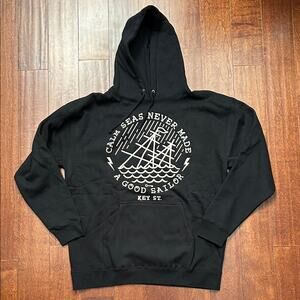 Key Street Black Graphic Hoodie with Kangaroo Pocket, Size XL, NWOT